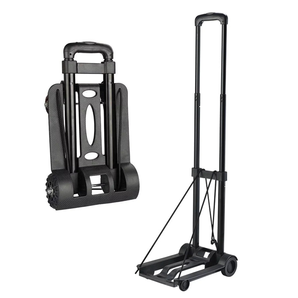 Black Big Cart siisll Travel Use. Luggage Hand Collapsible Folding Utility Moving Cart Cart Capacity for for Wheels Office with Platform Duty Heavy for and Truck Lightweight Luggage Home, Folding Cart