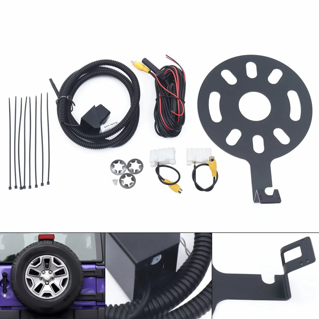 Camera Jeep Wrangler Backup Backup Mount View 12V Tire Jk Spare Rear 2007-2018 for