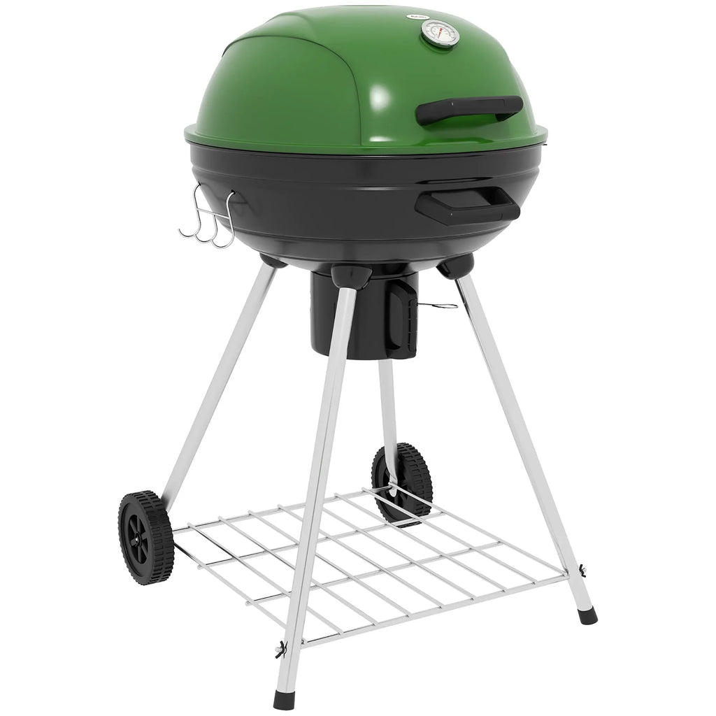 Outdoor Kettle Area, Cooking Wheels, Trolley Charcoal 360 with Party, and Green CoSoTower with Catcher Backyard 21" Thermometer Barbecue Ash Sq.In. Patio, for BBQ Shelf, Grill Built-In