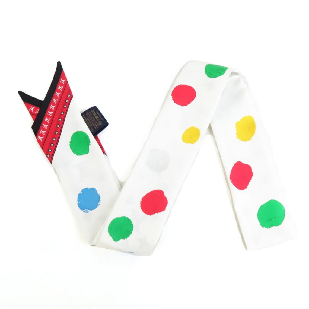 x YK White M78284 BB Muffler Multicolor Pre-Owned (Good) Scarf Dot Painted Silk LV Women's Bandeau