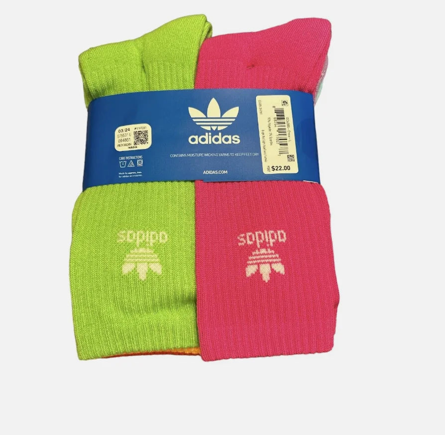 Large 6 Crew Originals Multi-colored, Trefoil Socks, Pack, Youth