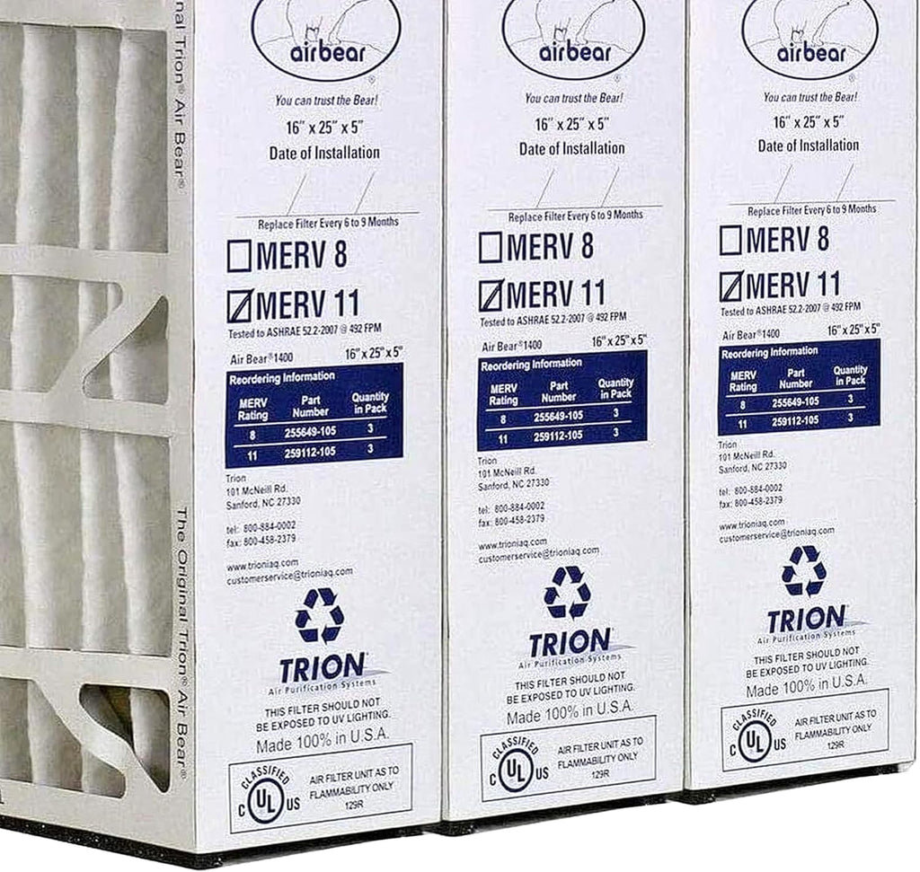 Systems, Purifier for Purification Bear x 5 11 25 White x Replacement Cleaner Pack) Air Air Inch 16 Performance High Filter (3 MERV