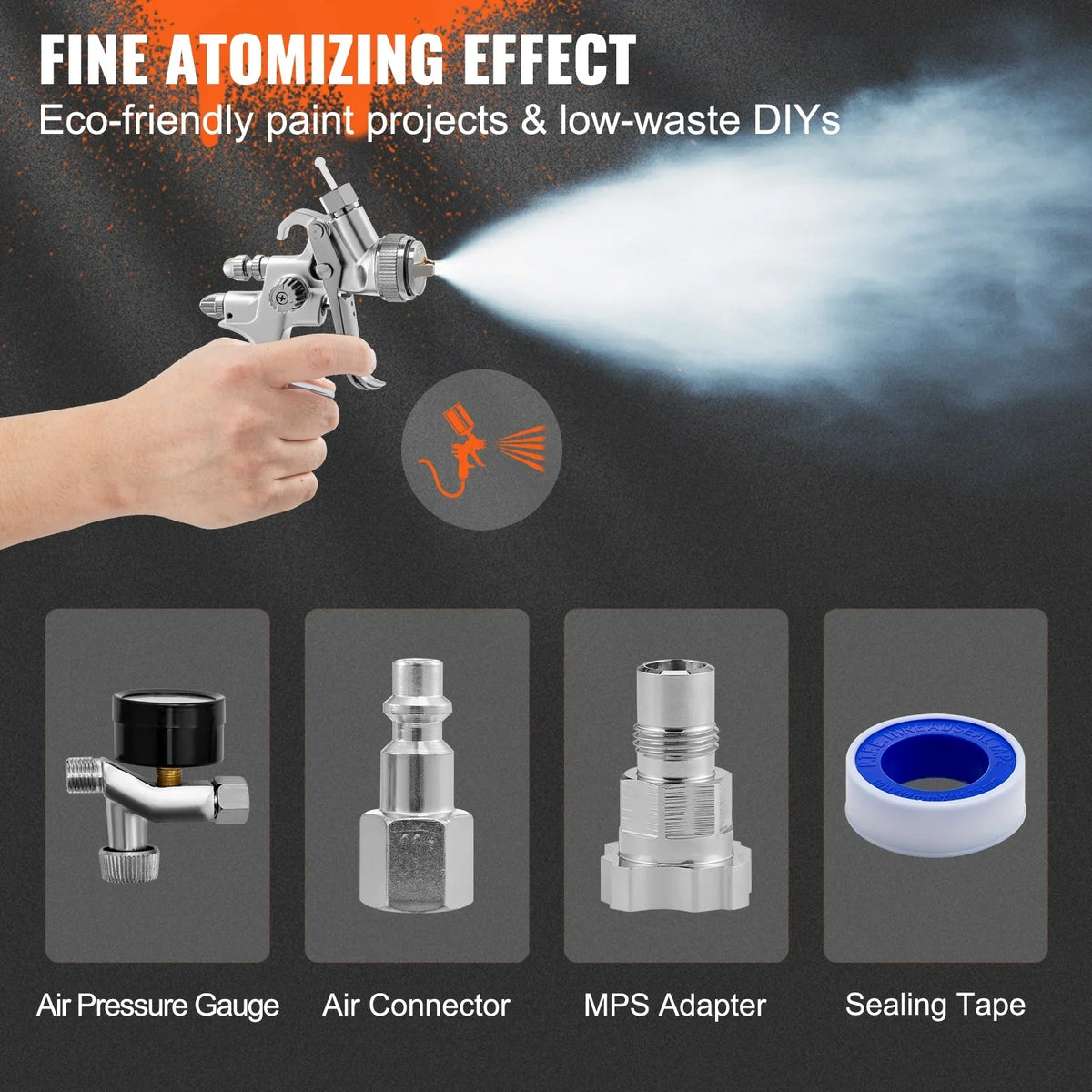 Performance Spray Paint, Fluid Coat Spray Clear/Top Automotive & Primer, Gravity Sets, Gun, 1.3/1.7mm Touch-Up Tip Aluminum Auto Stainless 1000cc SKYSHALO HVLP for Feed with Cup High Gun