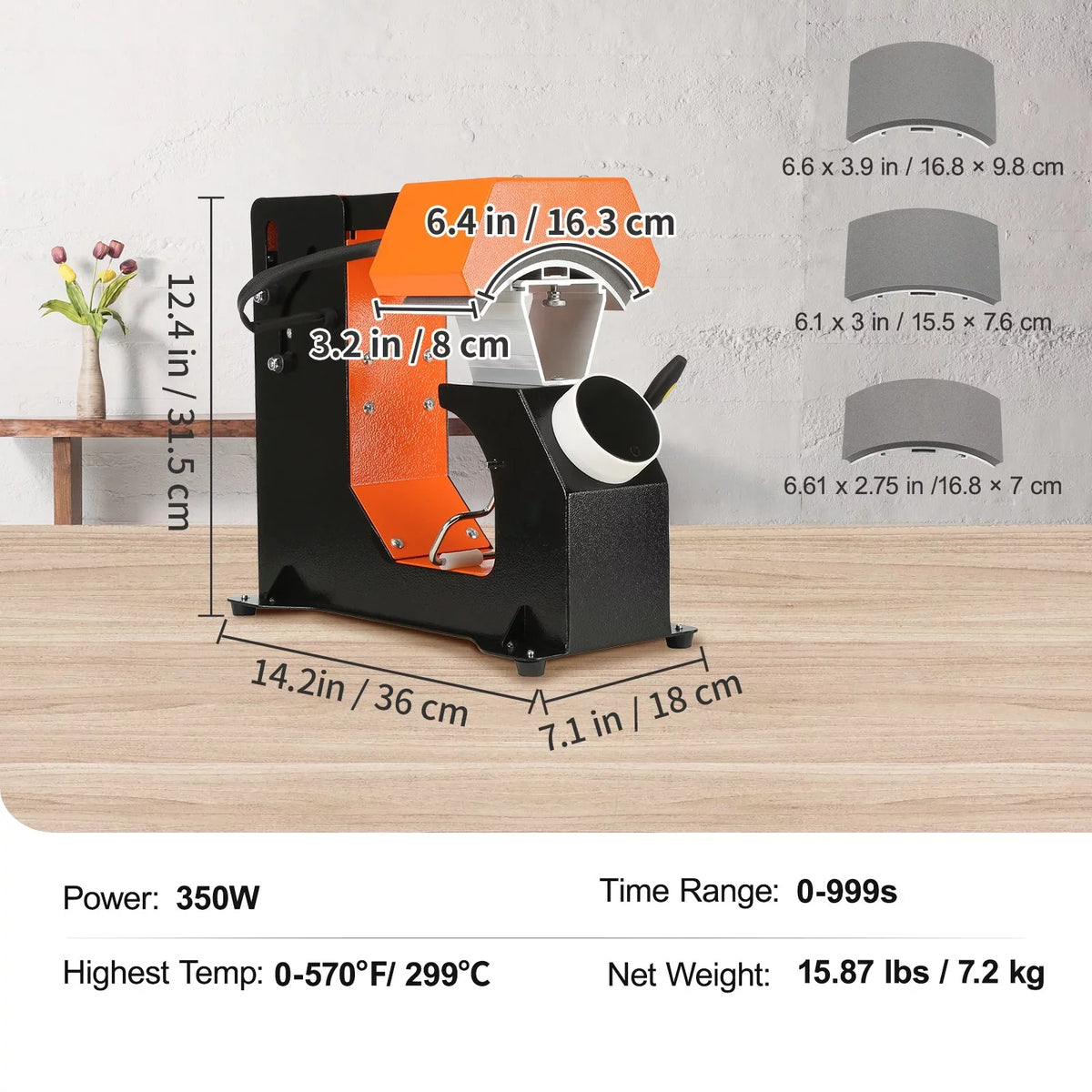 3-in-1 6.4"x3.5 Transfer, BENTISM Panel, "Clamshell Control Sublimation with Release Automatic Knob-style Press, Hat Cap Machine, Digital & Heating Press Press Heat Replaceable 3pcs Heat Auto Pads