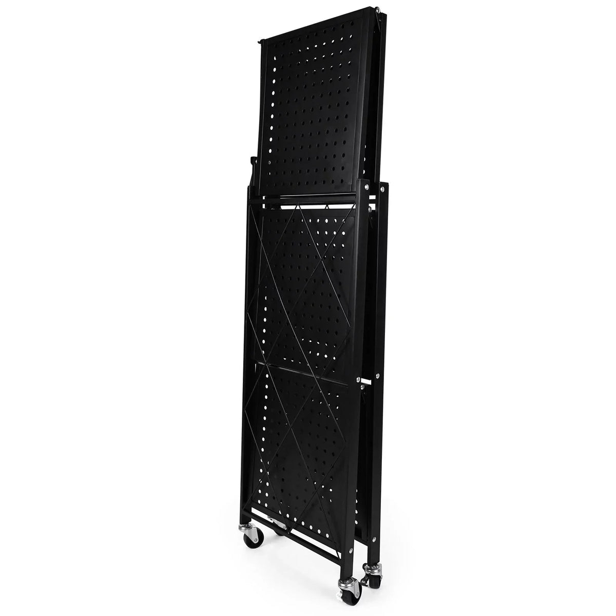 Suitable Foldable Shelving Kitchen, Metal Heavy Organizer Rack Unit Easy Shelving Storage Moving Black Storey Garage for 3-Tier with Duty