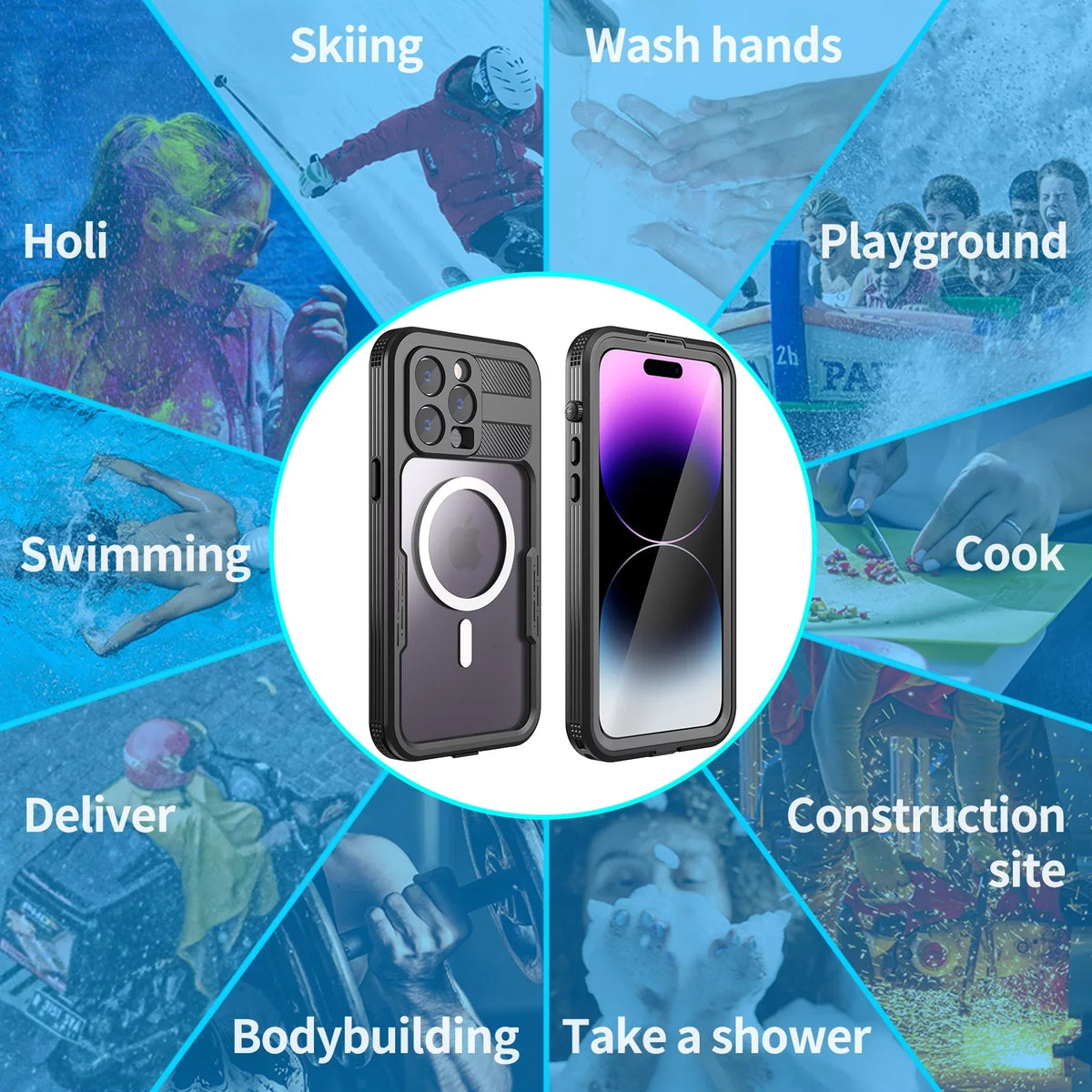 for Black 14 Pro with Built-in - Pro Protector Underwater][14FT 360][IP68 Military for 6H [Real Case Dropproof][Dustproof][Compatible Screen Waterproof, Max 6.7" iPhone MagSafe] Max iPhone 14