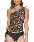 Tankini Swimsuit Size Shoulder Women's Medium Printed Top DKNY One Black