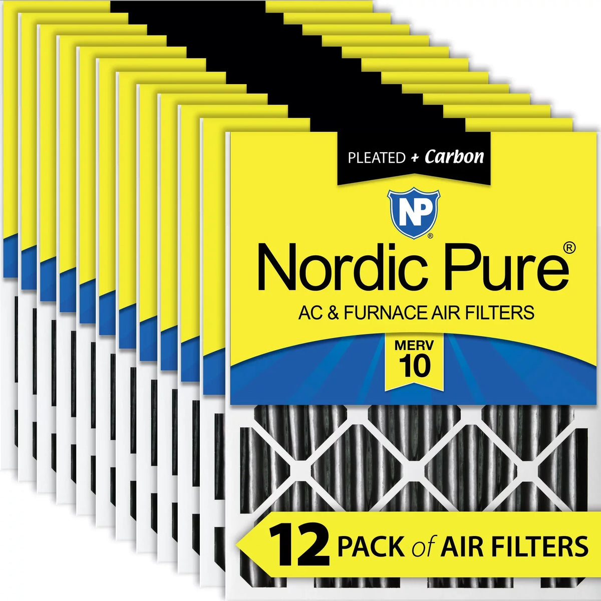 Air Pack Plus Pleated Carbon Pure 20x20x2 MERV Pleated 10 12 Nordic Filters