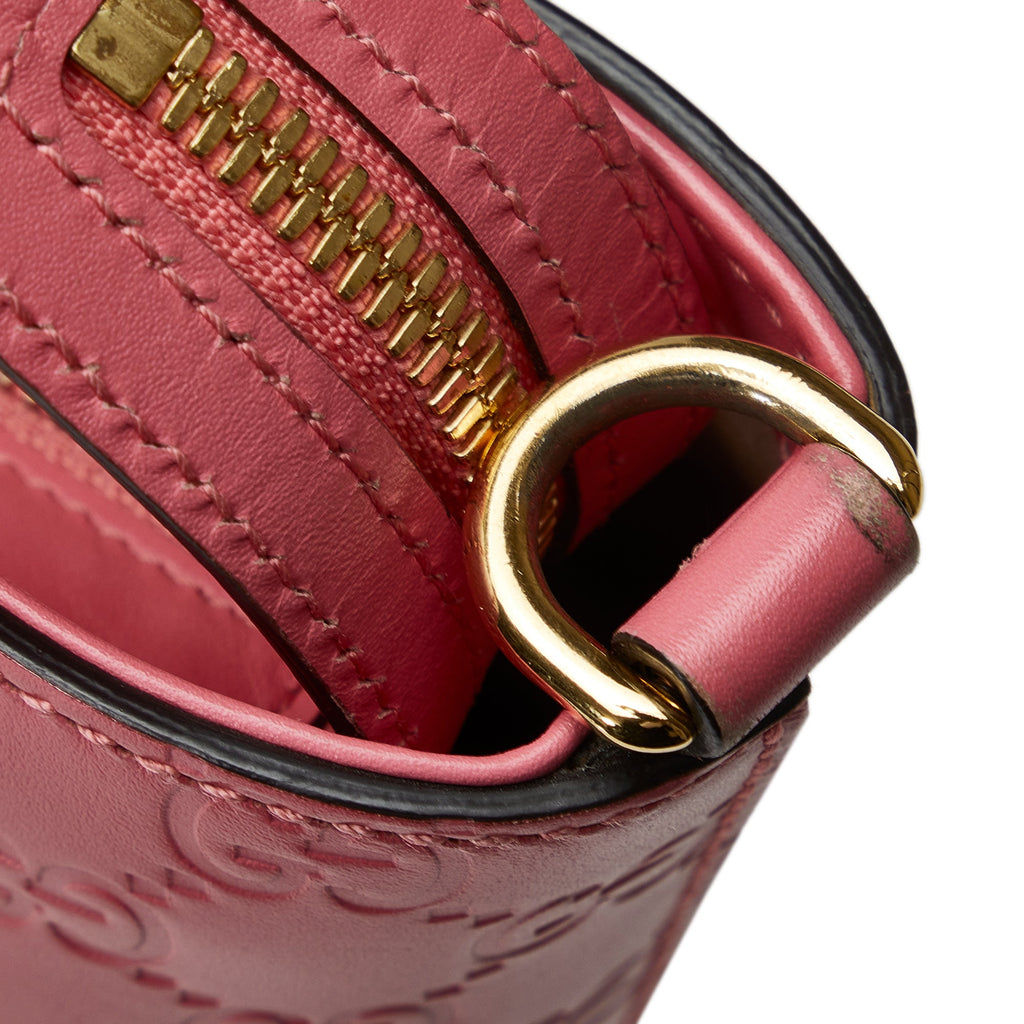 Calf Leather Authenticated Guccissima Pre-Owned (New Pink Defects) Unisex Satchel with