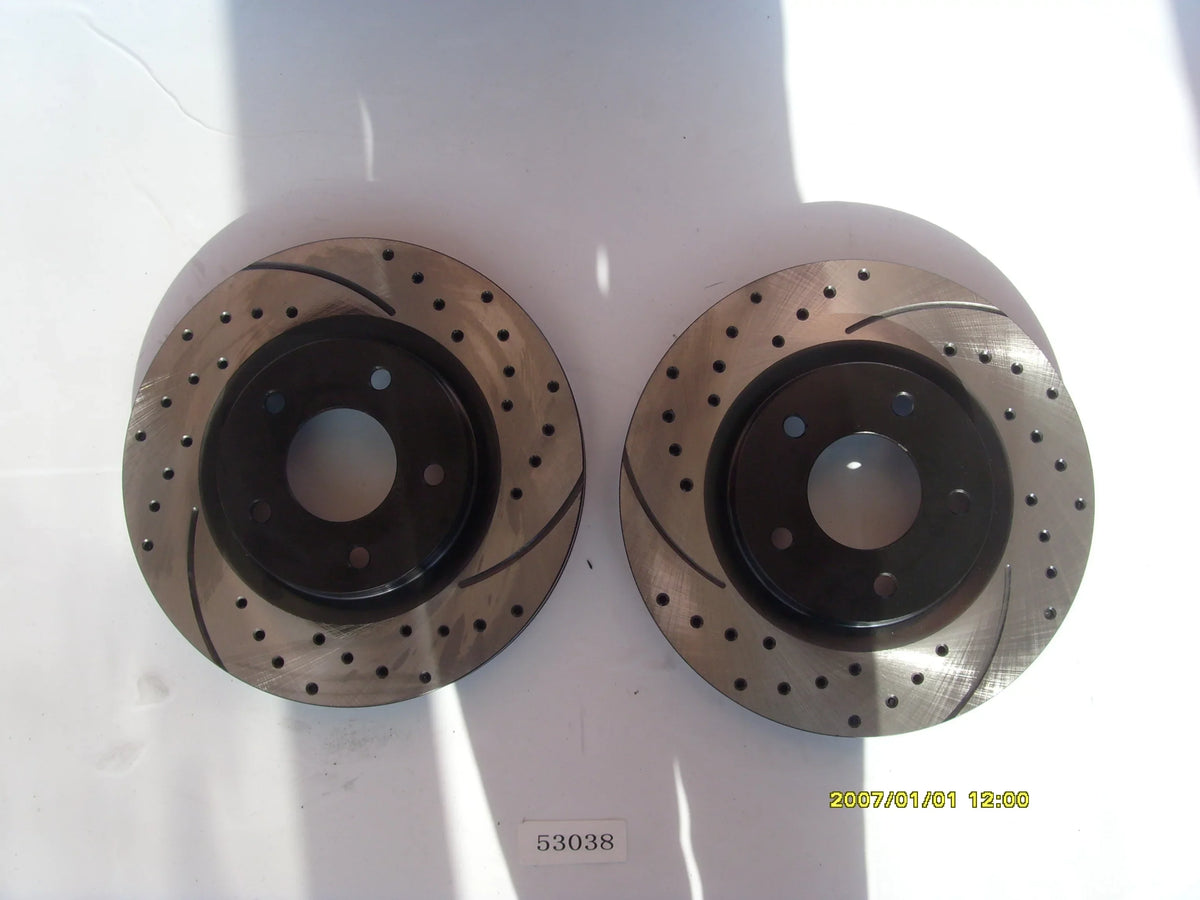 2010 Black Rear Kit Disc Fits Performance Front Dodge Brake Pad and Coated Approved C2706 Slotted, Rotor Drilled & Powder and Caliber 2011