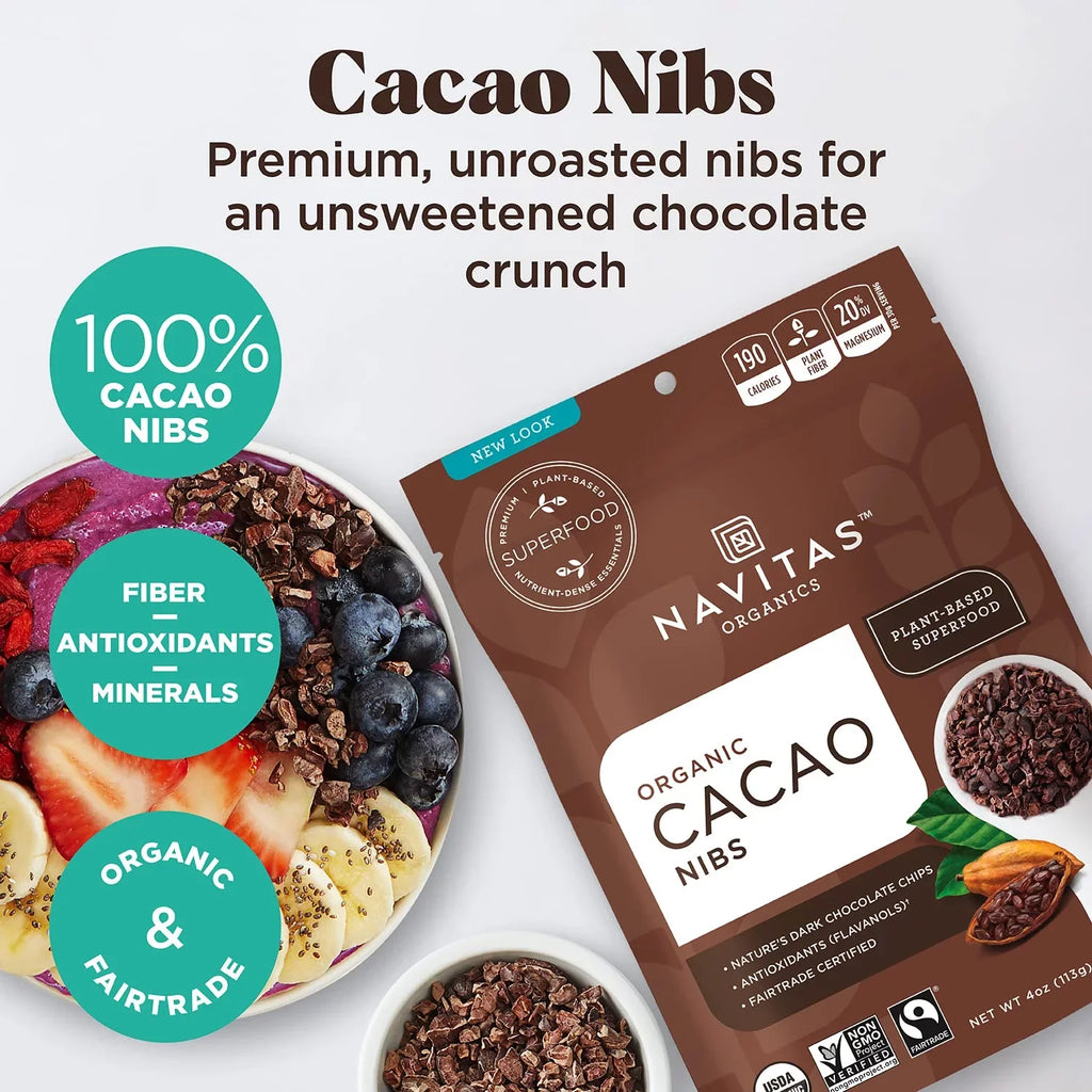 Organic, Nibs, Servings 76 Non-GMO, Gluten-Free Raw Trade, oz. Cacao Navitas Bag, Fair 8 Organics