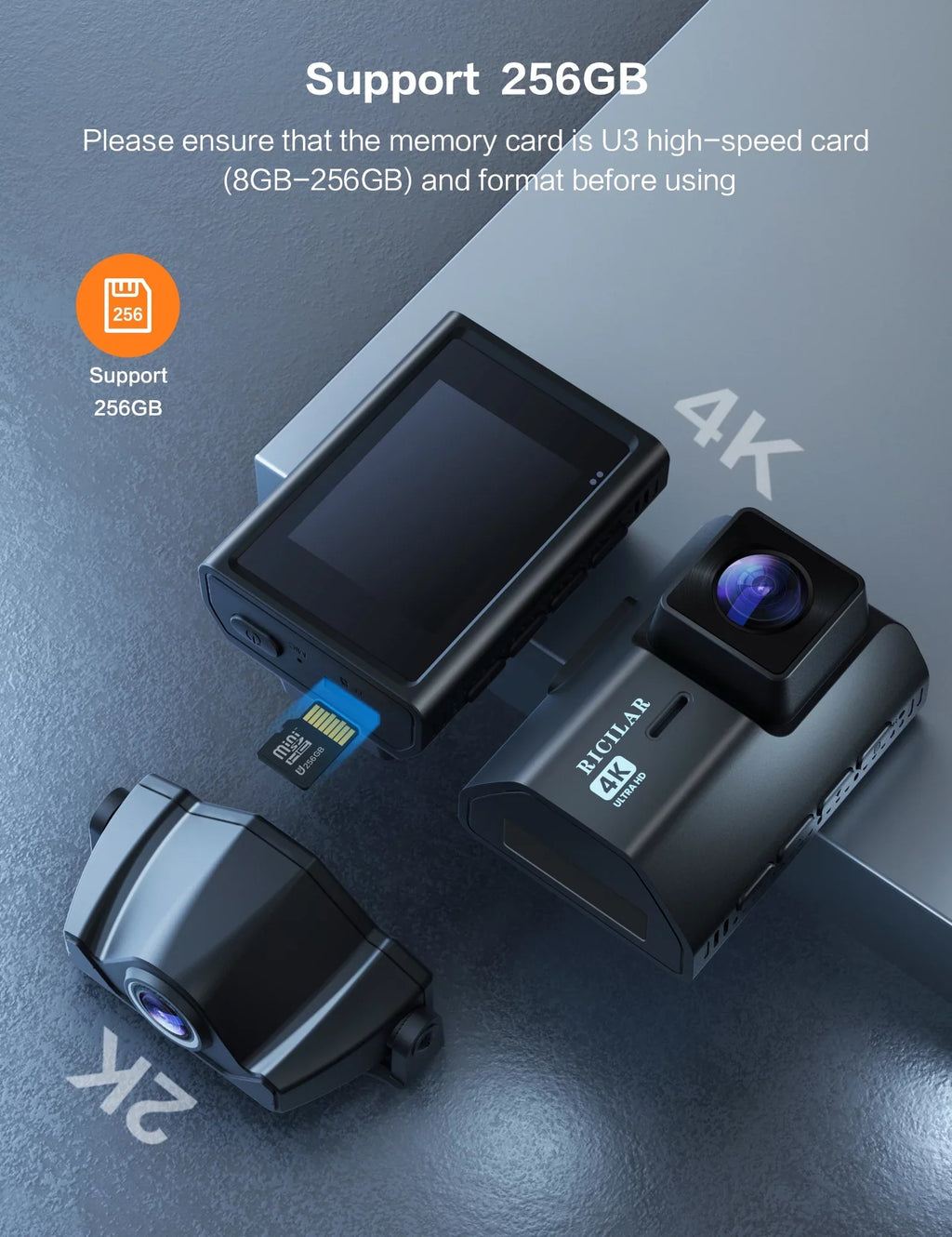 24 Wifi, Wdr, Hd Gps, 2K Ricilar Camera Built 4K Hd Sensor, Wide in Gravity 2" with Ips Rear Screen, Parking Hour Full Front 140° 170° and Night Angle Dash Mode Car Vision, Camera, Ultra