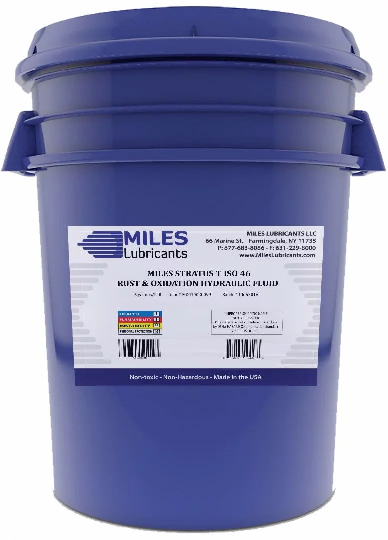 Rust 5-Gallon Hydraulic Pail 46 Oxidation Stratus, & T, Fluid, Miles