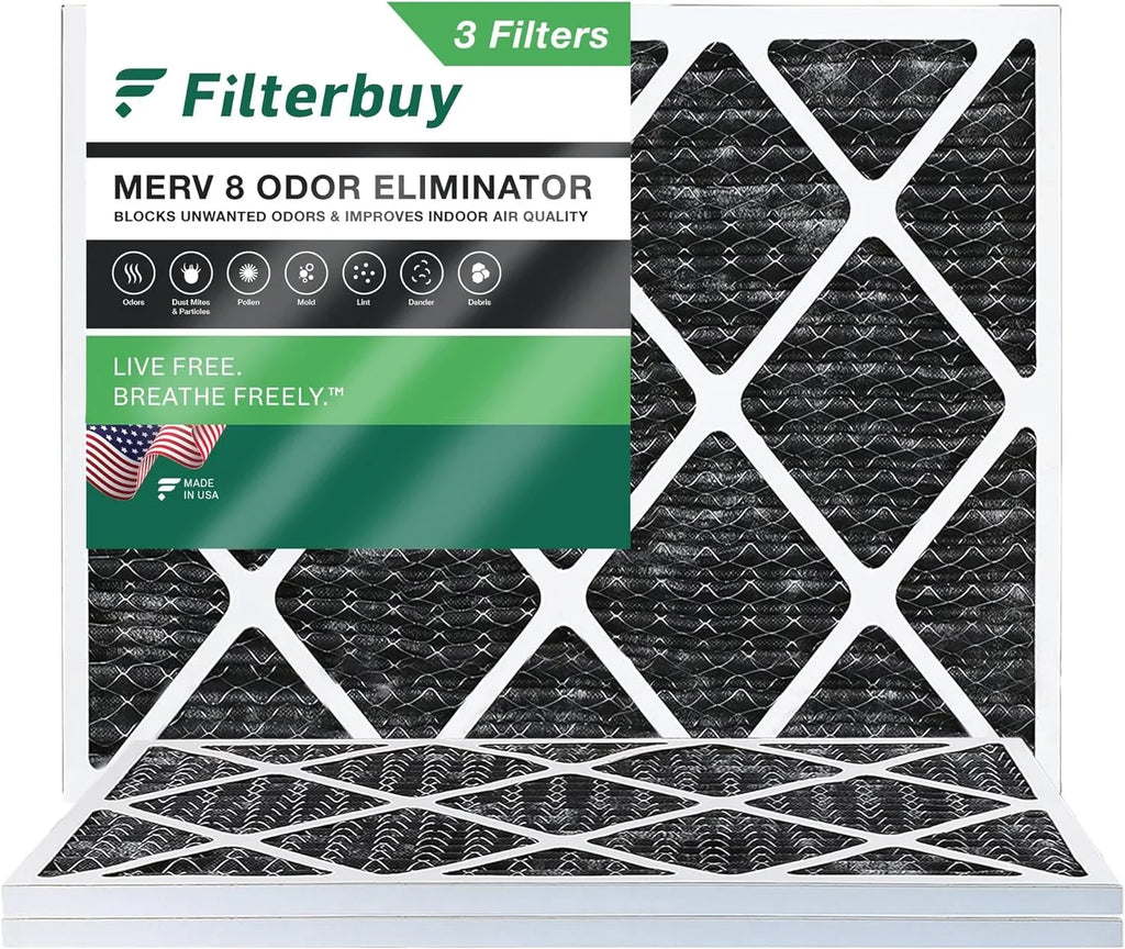 14x18x1 Activated Eliminator (3-Pack) Carbon Pleated MERV 8 AC Air Furnace Filterbuy with HVAC Filters Odor