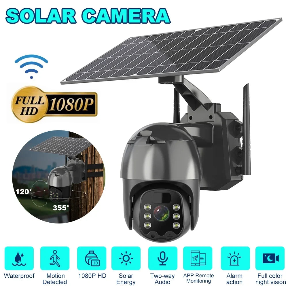 Audio, 2-Way PTZ Surveillance Human Wireless Waterproof, Camera, Security 1080P CCTV IP66 Detection, WIFI Outdoor Detection PIR AI Solar Motion HD DFITO Camera Camera Security