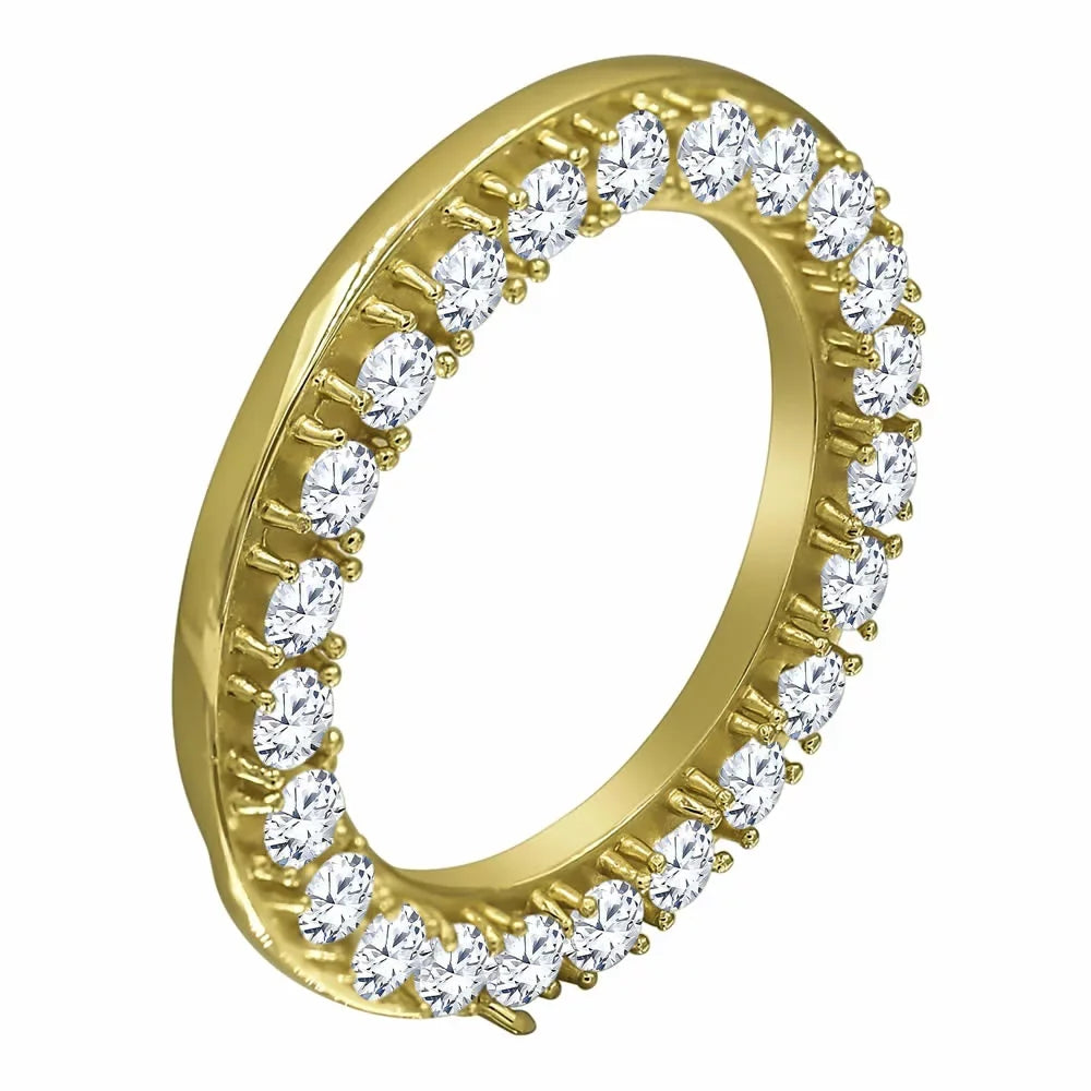Solid Cover Custom Steel Watch 32mm Simulated Bezel Case Gold 14K Diamonds Stainless Insert Yellow Finish