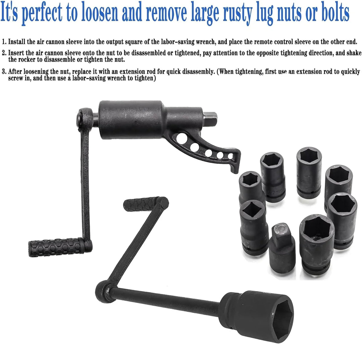 NM with Duty Black Saving 1:58 Tool Heavy Case Labor Set Lugnut Lug torque Socket Remover 8pcs 4800 Nut Set Multiplier Torque