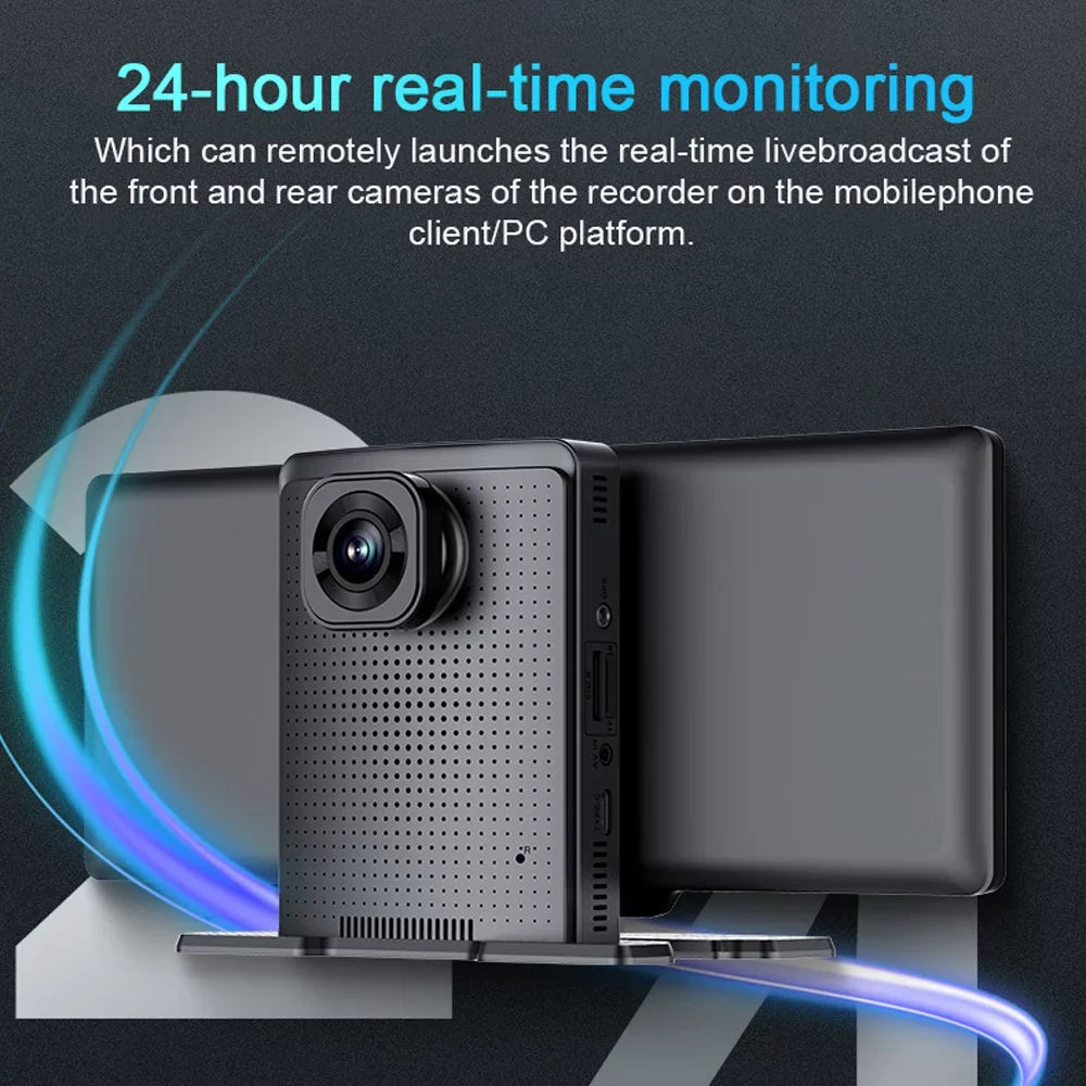 Night Multi-language Car 170 Lens Car Navigation DVR Auto System Positioning Viewing Car Video Dual Cam Global Degree ametoys Wide Dash Recorder Recorder 10.26in Angle