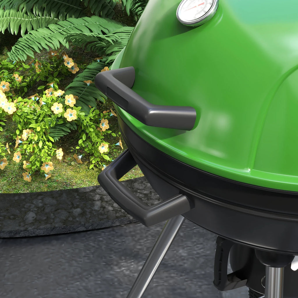 Outdoor Kettle Area, Cooking Wheels, Trolley Charcoal 360 with Party, and Green CoSoTower with Catcher Backyard 21" Thermometer Barbecue Ash Sq.In. Patio, for BBQ Shelf, Grill Built-In