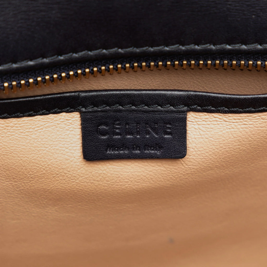 Tricolor Luggage Tote Authenticated Calf Pre-Owned Brown Satchel Leather Celine Nano Unisex (Good)