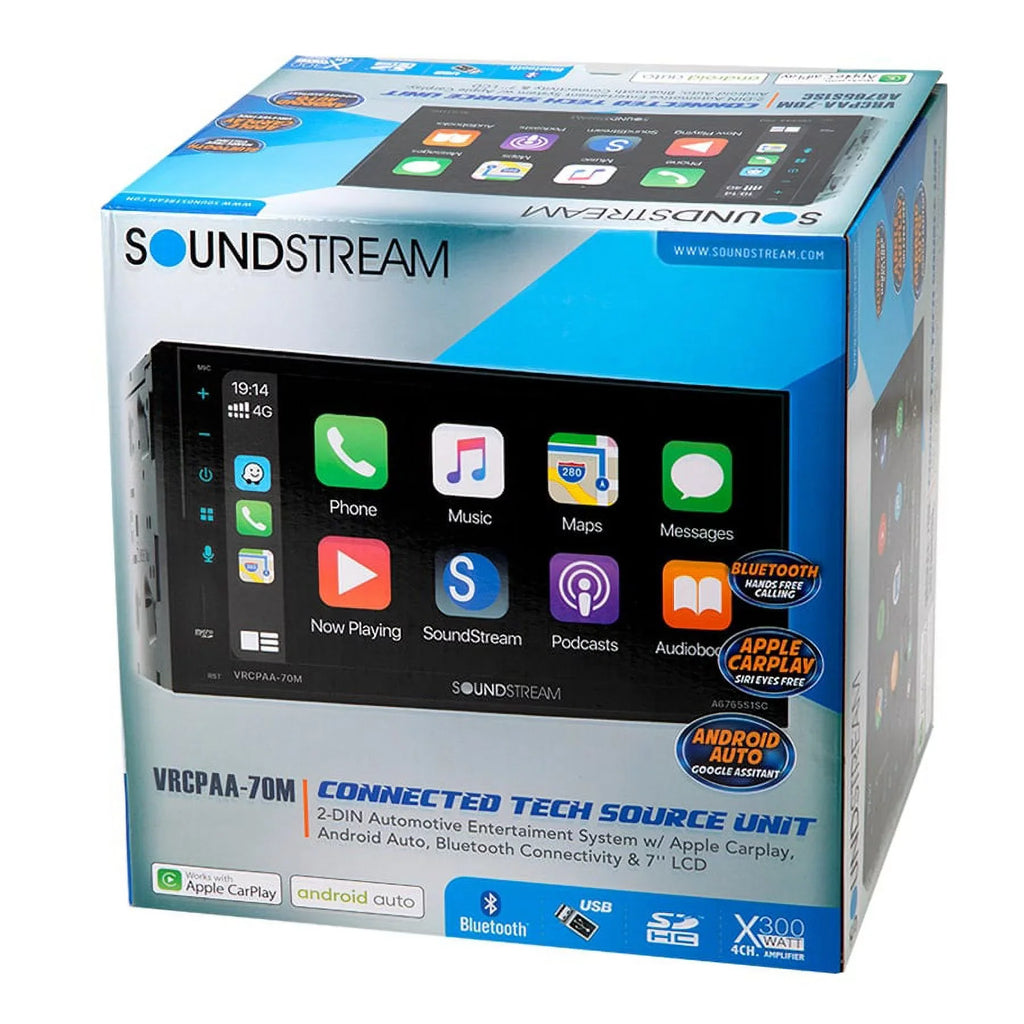& DIN Double Bluetooth Android +Camera VRCPAA-70M Silver 7" Soundstream CarPlay