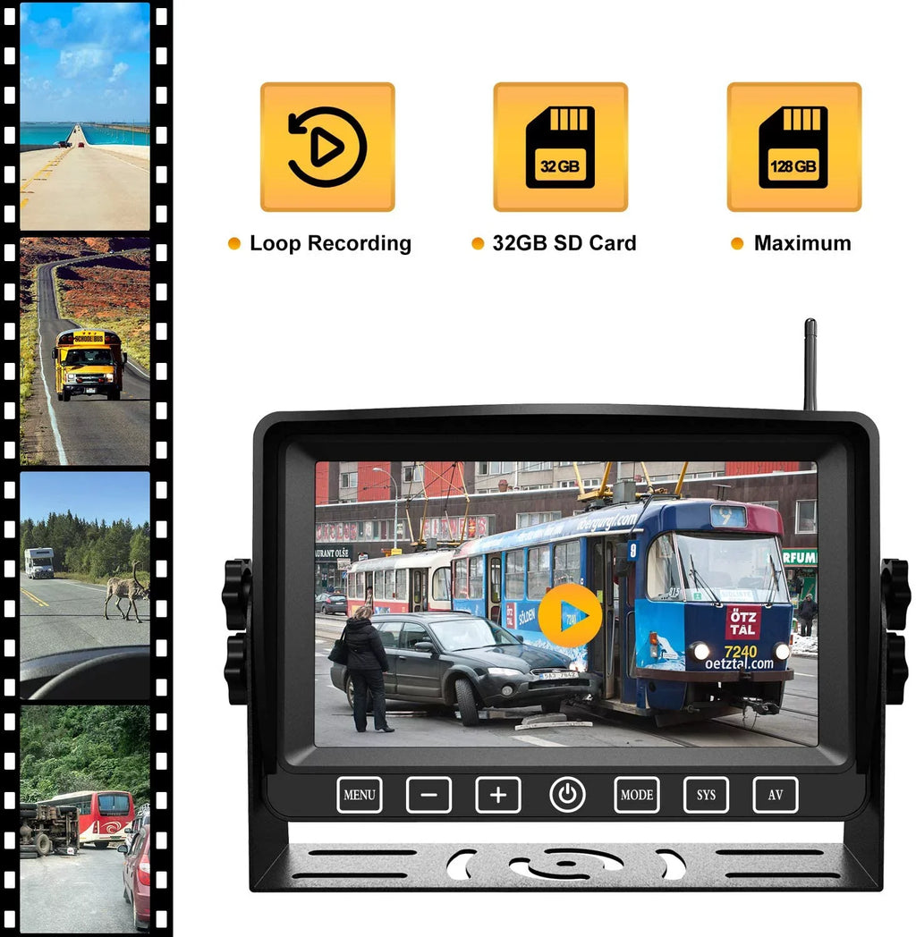 Camera with Cam Monitor Button Range Operation Trailer Long Backup Wireless Xroose with RV Camper Digital DVR AHD Motorhome 1080P Touch Dual for 7” Truck Side View CM2 Rearview System Rear Signal