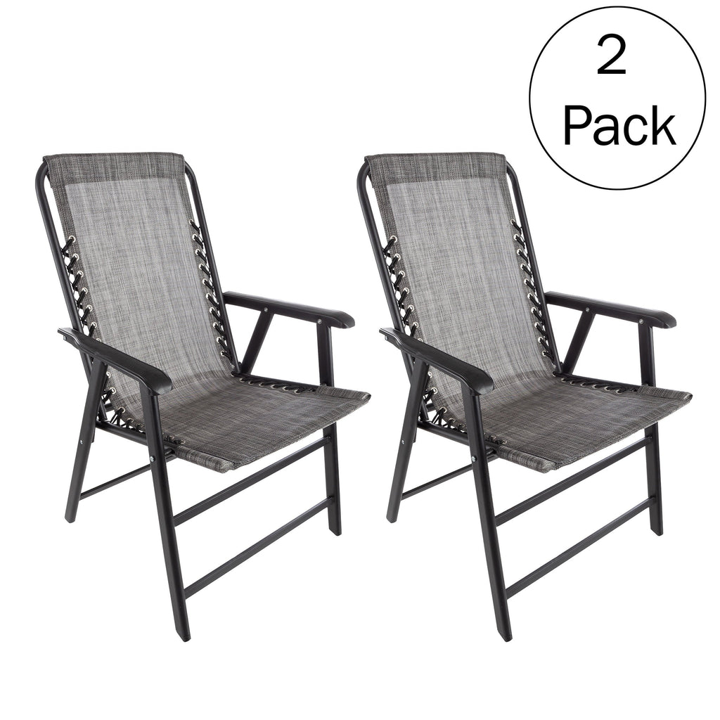 Pure for Textilene Adult Folding with Garden Chairs - of Camping Fabric Gray/Set 2