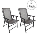 Pure for Textilene Adult Folding with Garden Chairs - of Camping Fabric Gray/Set 2