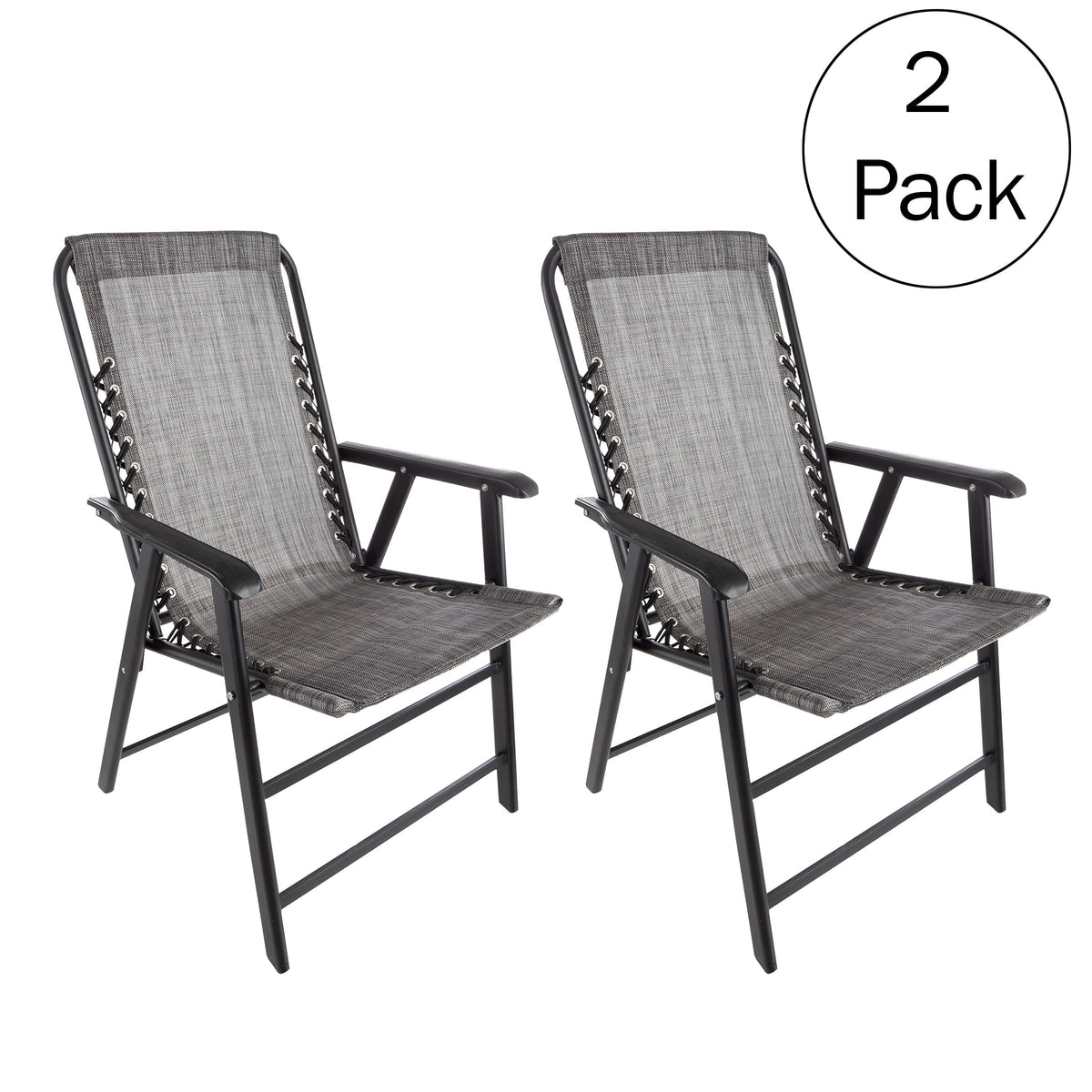 Pure for Textilene Adult Folding with Garden Chairs - of Camping Fabric Gray/Set 2
