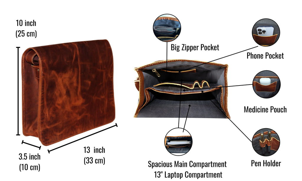 office for MacBook gift bag bag distressed for bag Leather shoulder Handmade men satchel iPad briefcase