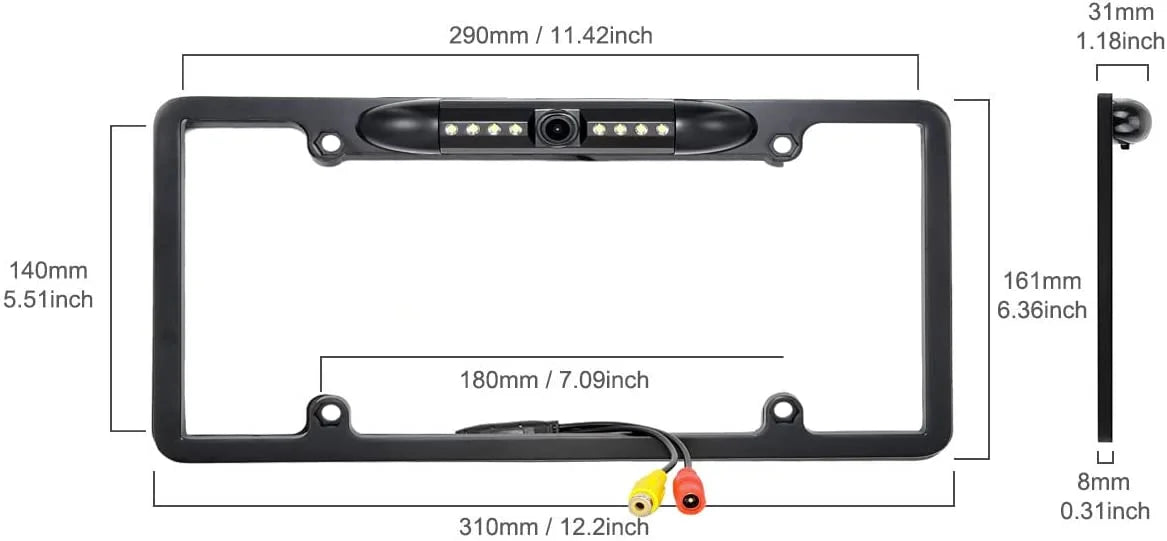 License Plate Black for Backup Rearview Frame Camera XAV-AX150