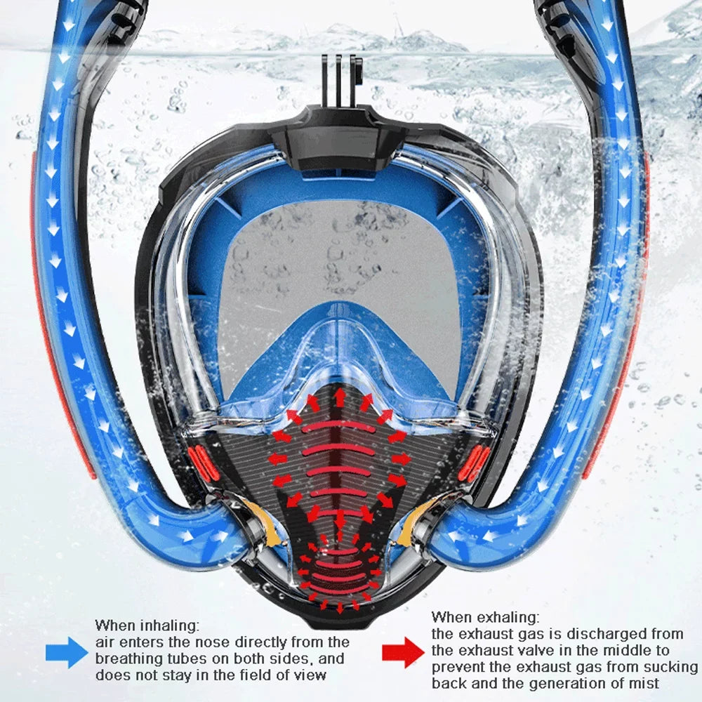 for Snorkeling Mask Silicone Full Snorkeling Diving Diving Tube Double Goggles Drying