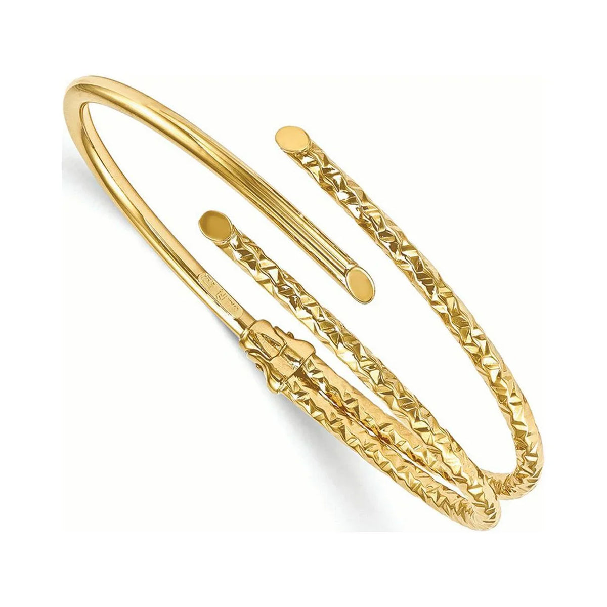 Leslie's Textured 14k Fancy Bangle Polished