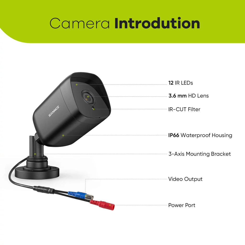 Wired for System Waterproof TVI-HD IP66 DVR CCTV Camera Security Camera 1080p 100 Security with Full Analog Vision SANNCE ft Outdoor Night HD