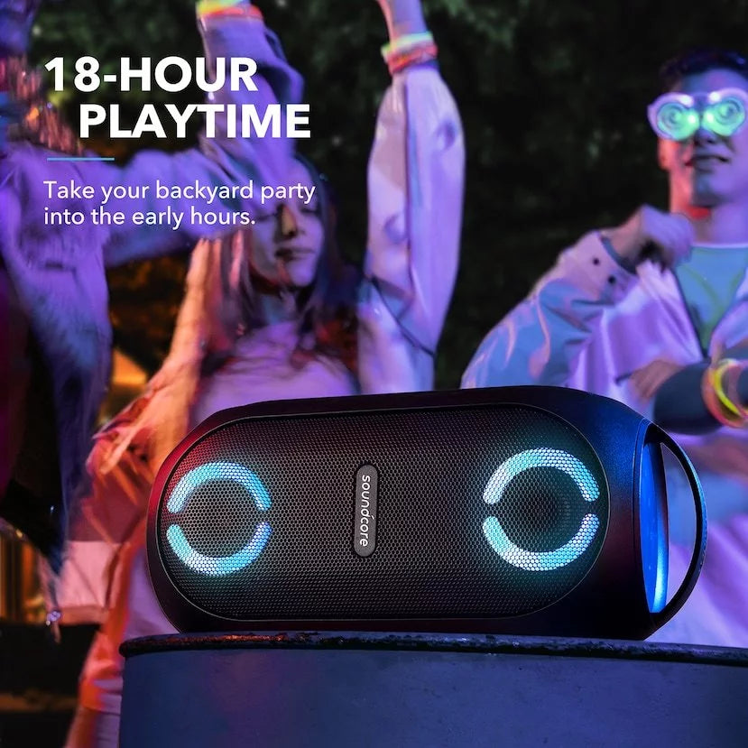 | A3390Z12 | Anker- Black Portable | IPX7 Playtime 80W PartyCast by Soundcore | Waterproof Speaker 18-Hour | Rave
