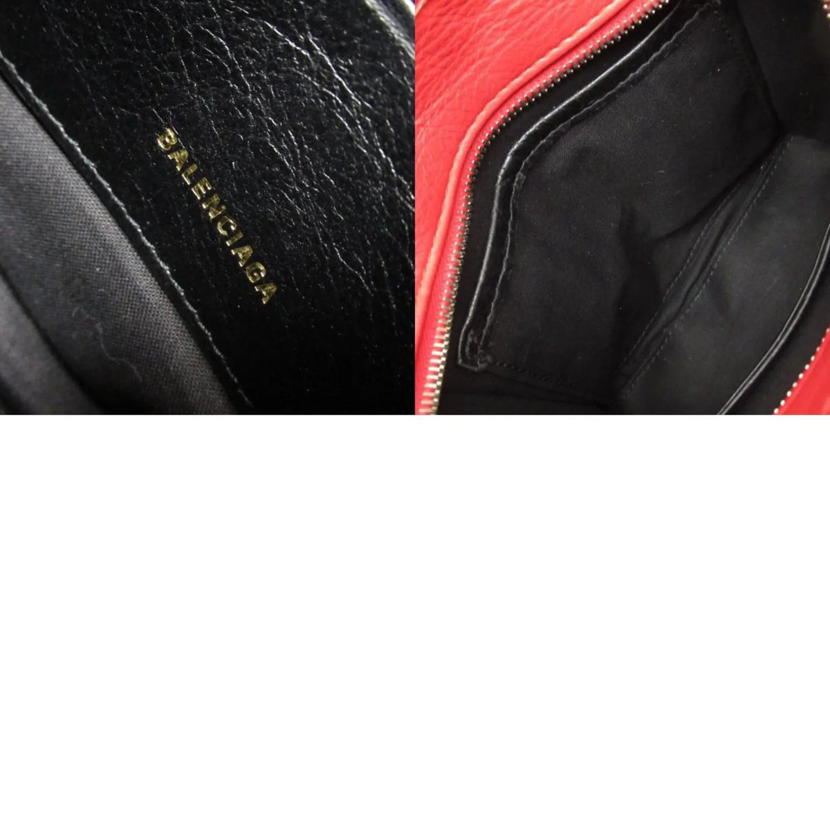 Red (Good) Shoulder Leather Ladies Pre-Owned Bazaar Handbag Bag BALENCIAGA XXS Shopper Silver