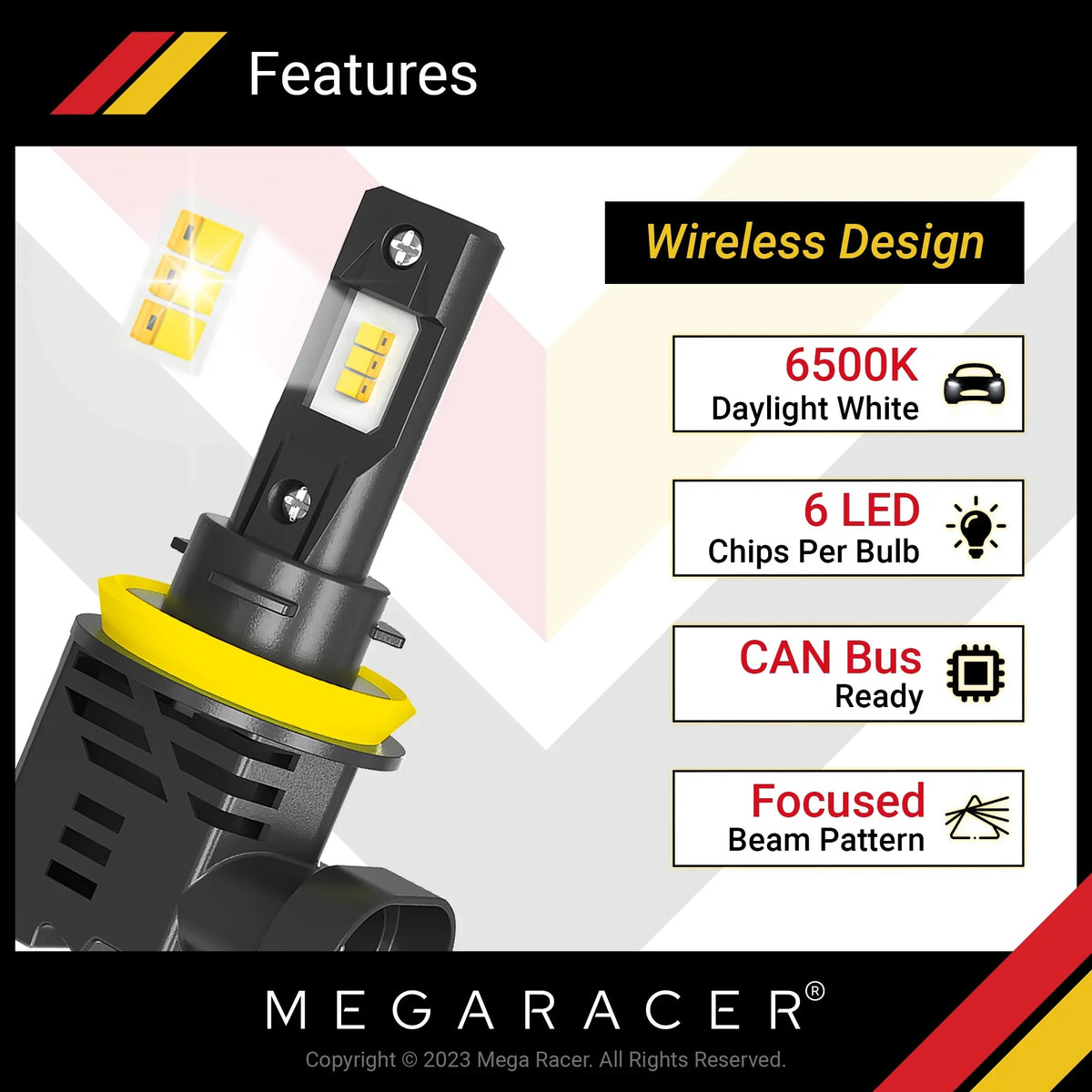 Replacement H9 H8 Mega Cool Series White Light 12V Wireless 11 H11 6500K Automotive 1 Racer 1 12000LM 2011 H16 Fog M Headlight 50W LED M Series Bulbs