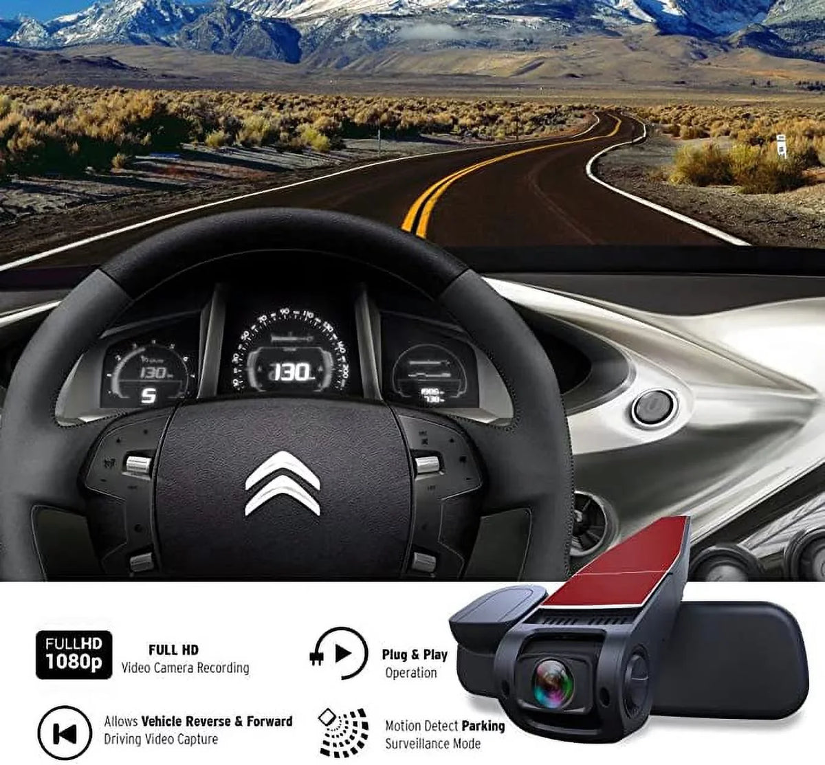 Screen View Dual Dash Rearview System Pyle Video Cam 1.5” Camera Recording Monitor DVR Digital Rear