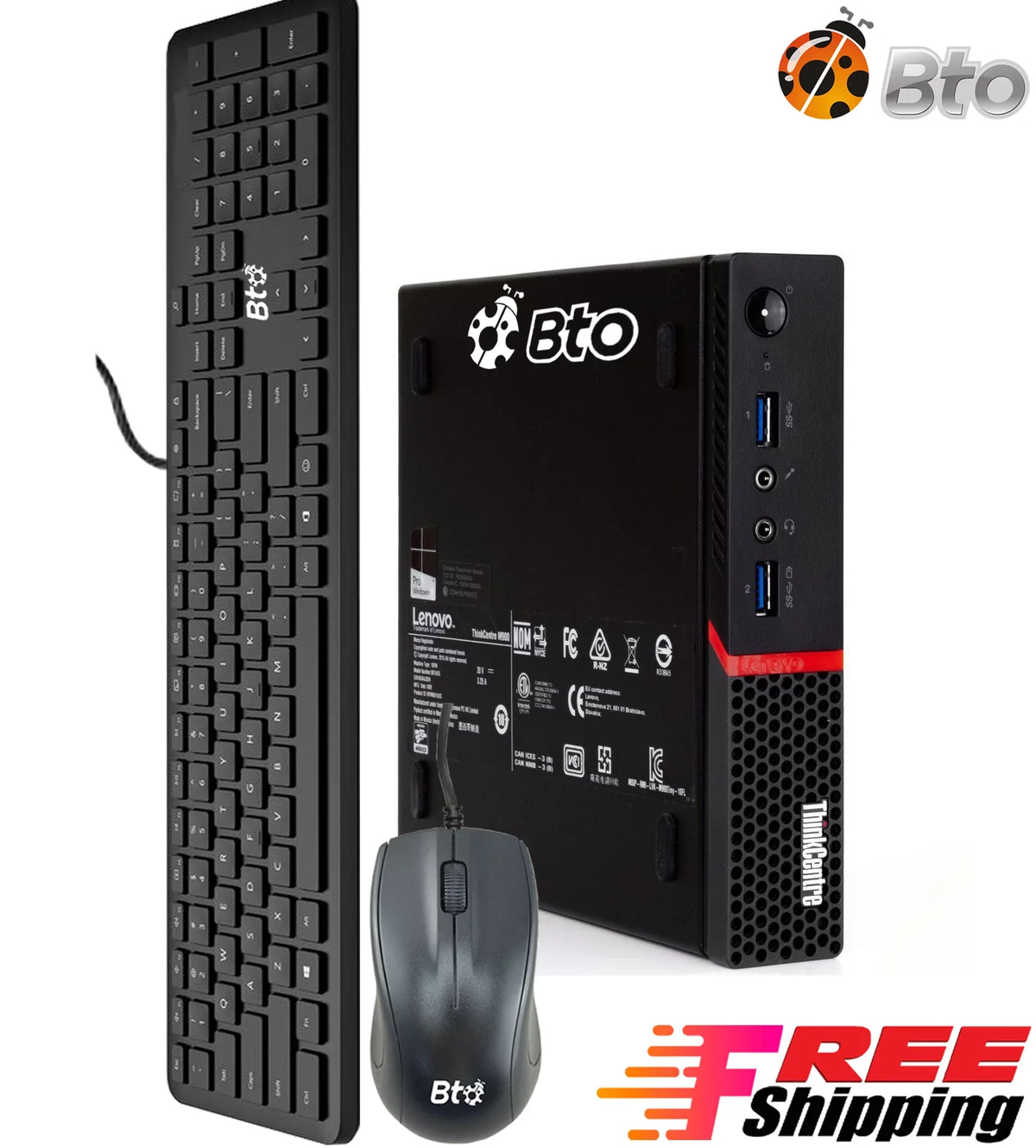 RAM Mini Desktop SSD Tiny 256GB Processor (Refurbished) Wifi PC 10 Pentium Windows upto M600 Mouse KB Adapter Lenovo Computer Bto 4GB & 2.64GHz Pre-Owned