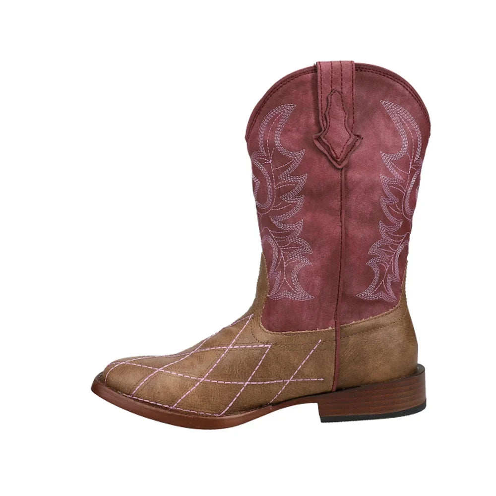 Roper Mid-Calf Cut Boots Cowboy Kids Western Toe Round Girls Cross