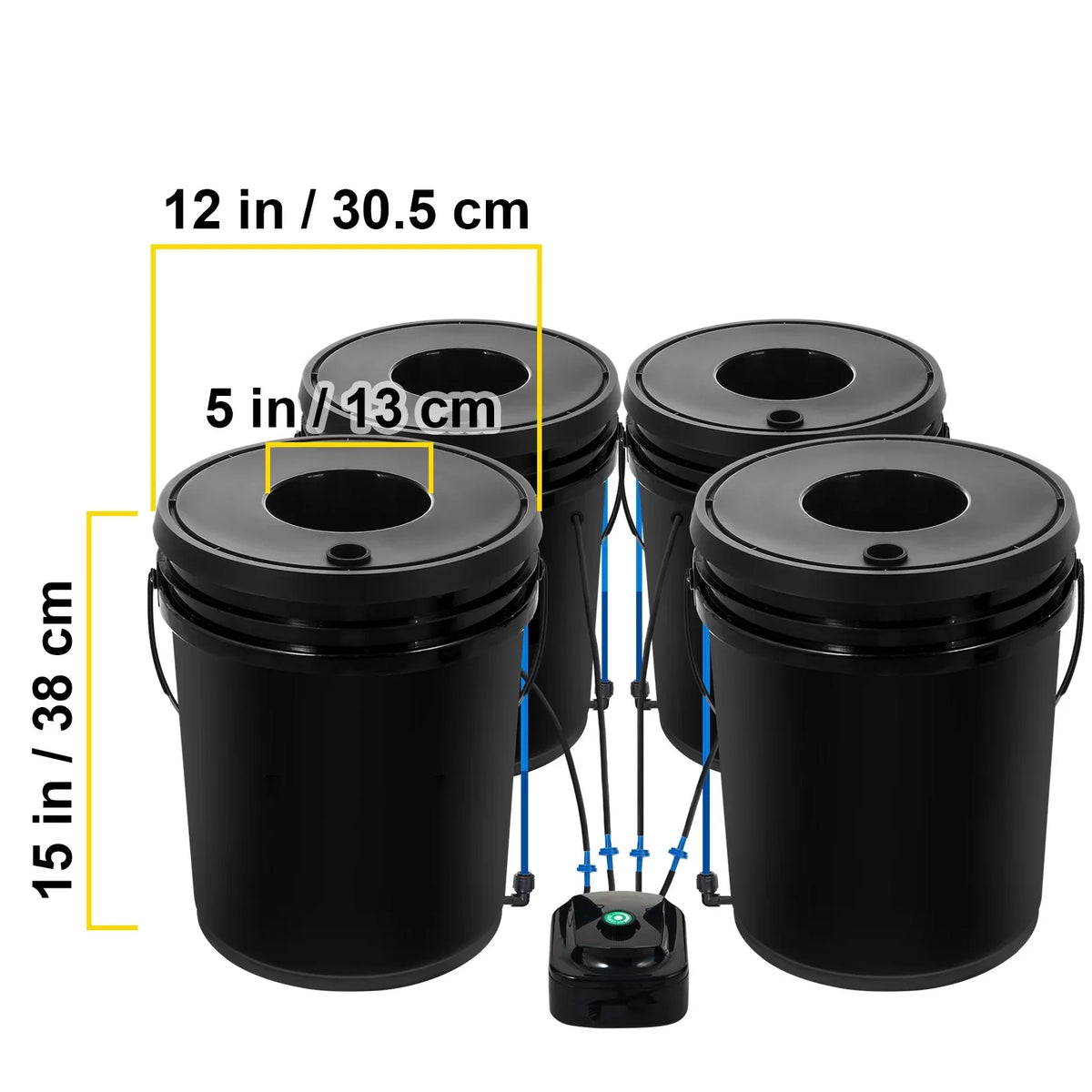 Grow Growing 4 SKYSHALO with Hydroponic Gallon System DWC Bucket, Kit Pump 5 Water Culture Buckets Deep Hydroponics