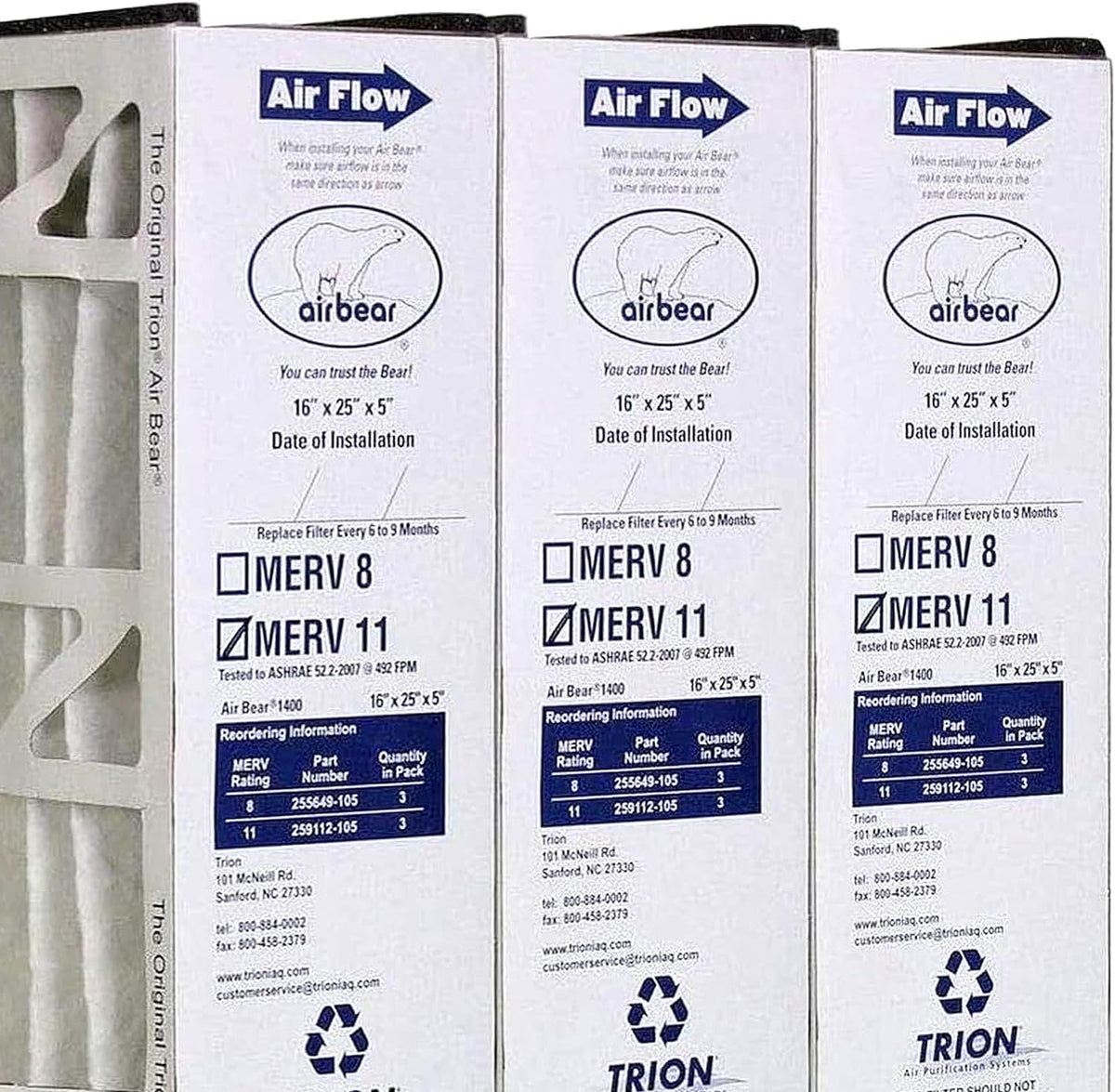 Systems, Purifier for Purification Bear x 5 11 25 White x Replacement Cleaner Pack) Air Air Inch 16 Performance High Filter (3 MERV
