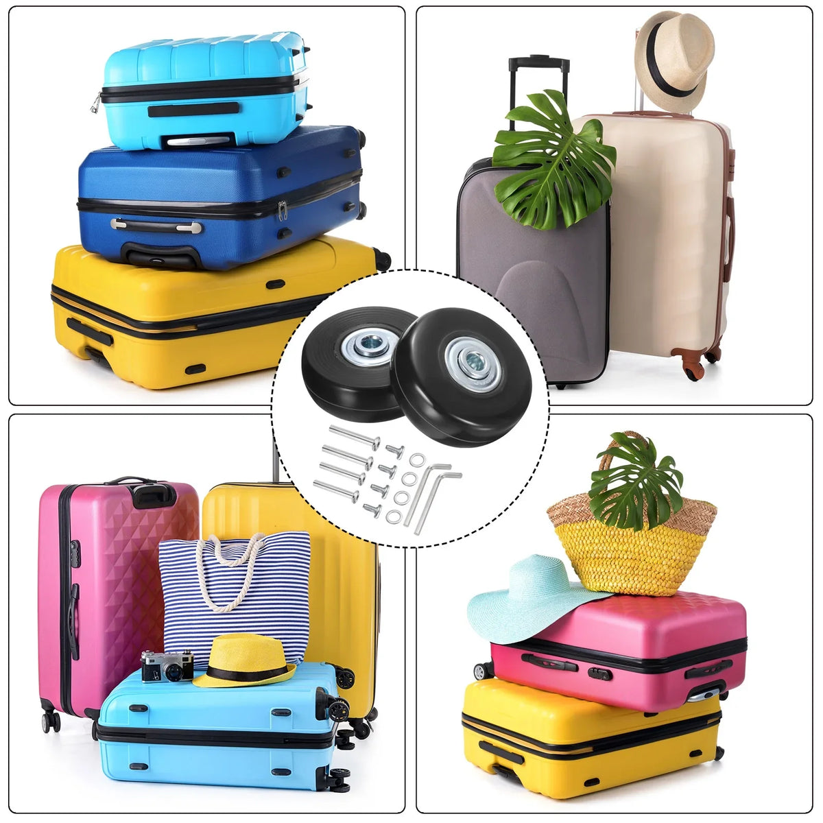 Wheels Replacement x 17 0.7" 2 Set x Suitcase, mm/2" Luggage for Uxcell 51 Black,