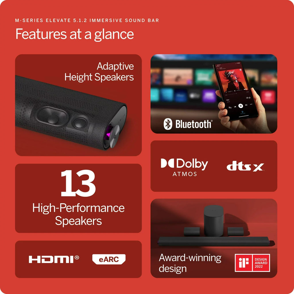 MSeries 5.1.2 Atmos and Wireless Restored (Refurbished) Bar M512eK6 Dolby Subwoofer Elevate Sound with VIZIO