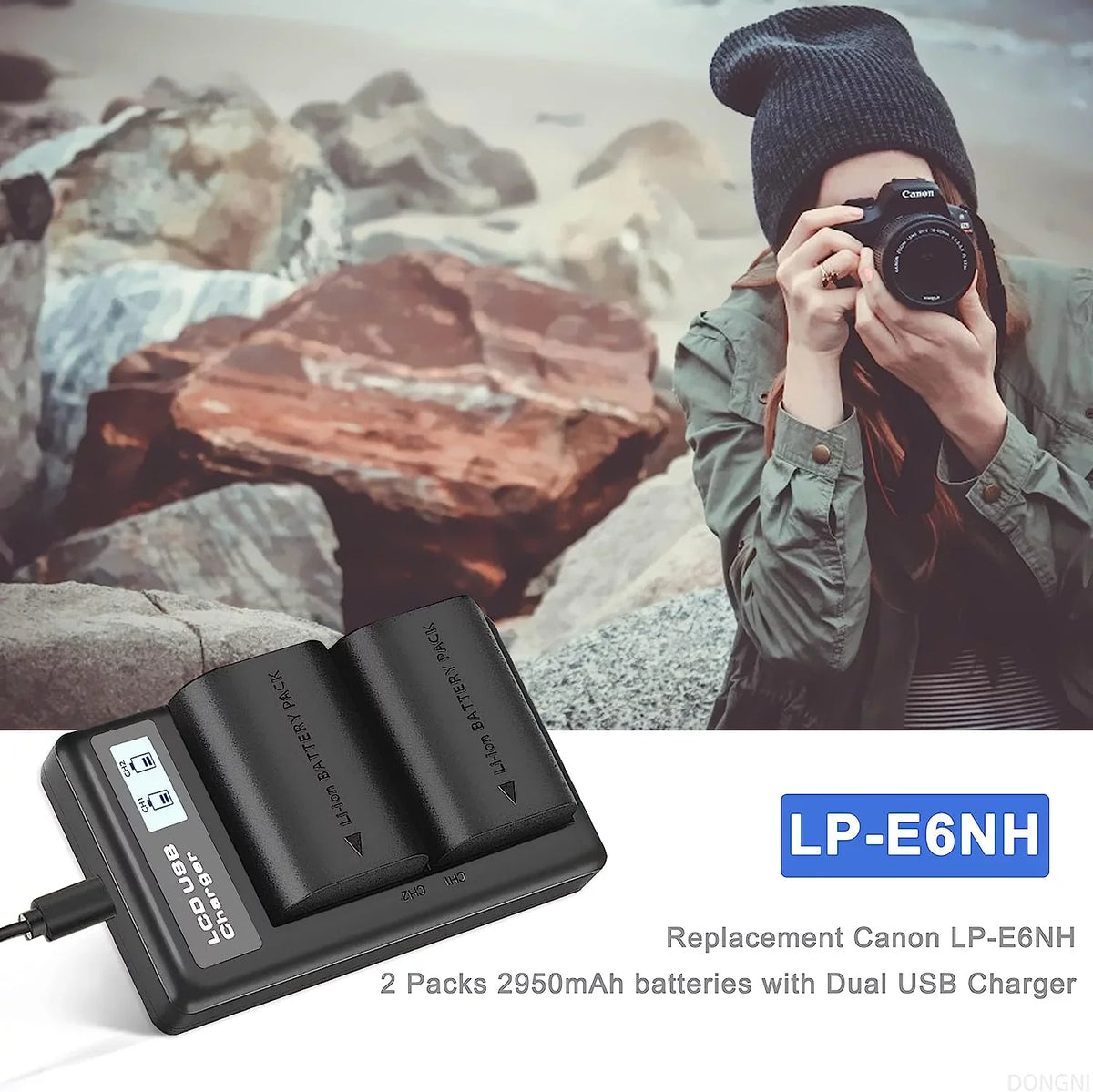 6D 90D Camera Dual R LP-E6NH 5D 7D 2950mAh 5DS Batteries EOS 80D R6 2-Pack 70D II/III/IV Canon Mark Charger and for R5 60D