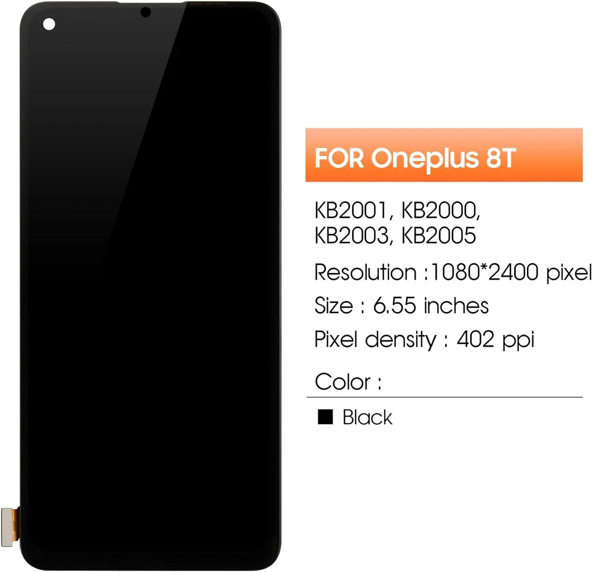 Part OLED Display Assembly KB2005 for Digitizer 8T+ Screen KB2000 Replacement 5G (Support LCD Repair Touch 8T Oneplus KB2001 Screen KB2003 Fingerprint)