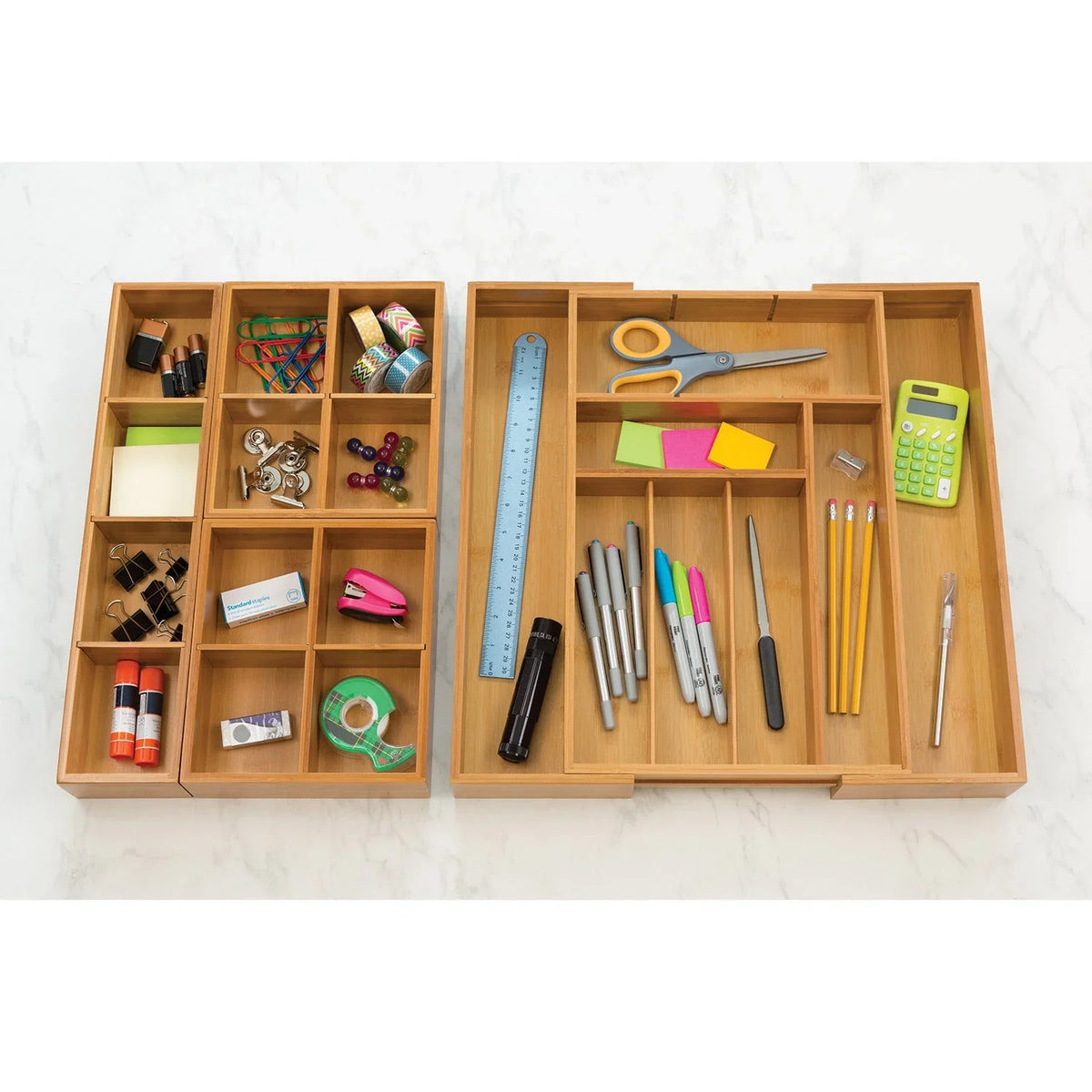Drawer Expandable Set Classics Organizer 4-Piece Bamboo
