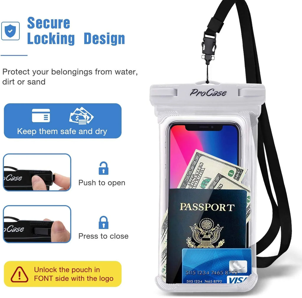 XR to 7.0 7 Pro Max 8 S22+ inch FE, Pack X 14 Pro Max, for 13 iPhone 11 -White/Black S21 ProCase iPhone Bag S22 2 Max, 6S Case Galaxy Phone Xs Dry Up Pouch, Plus Plus, Waterproof 12
