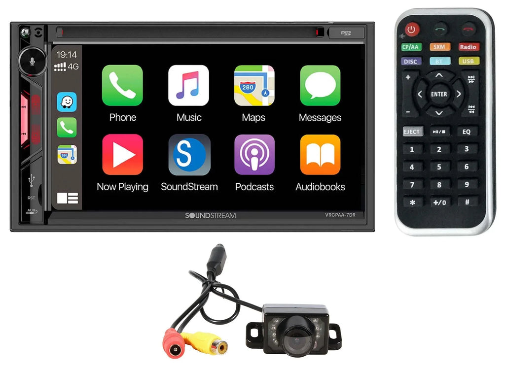 Receiver Monitor DVD 7" Soundstream AUTO+Camera w/CARPLAY/ANDROID Car VRCPAA-7DR