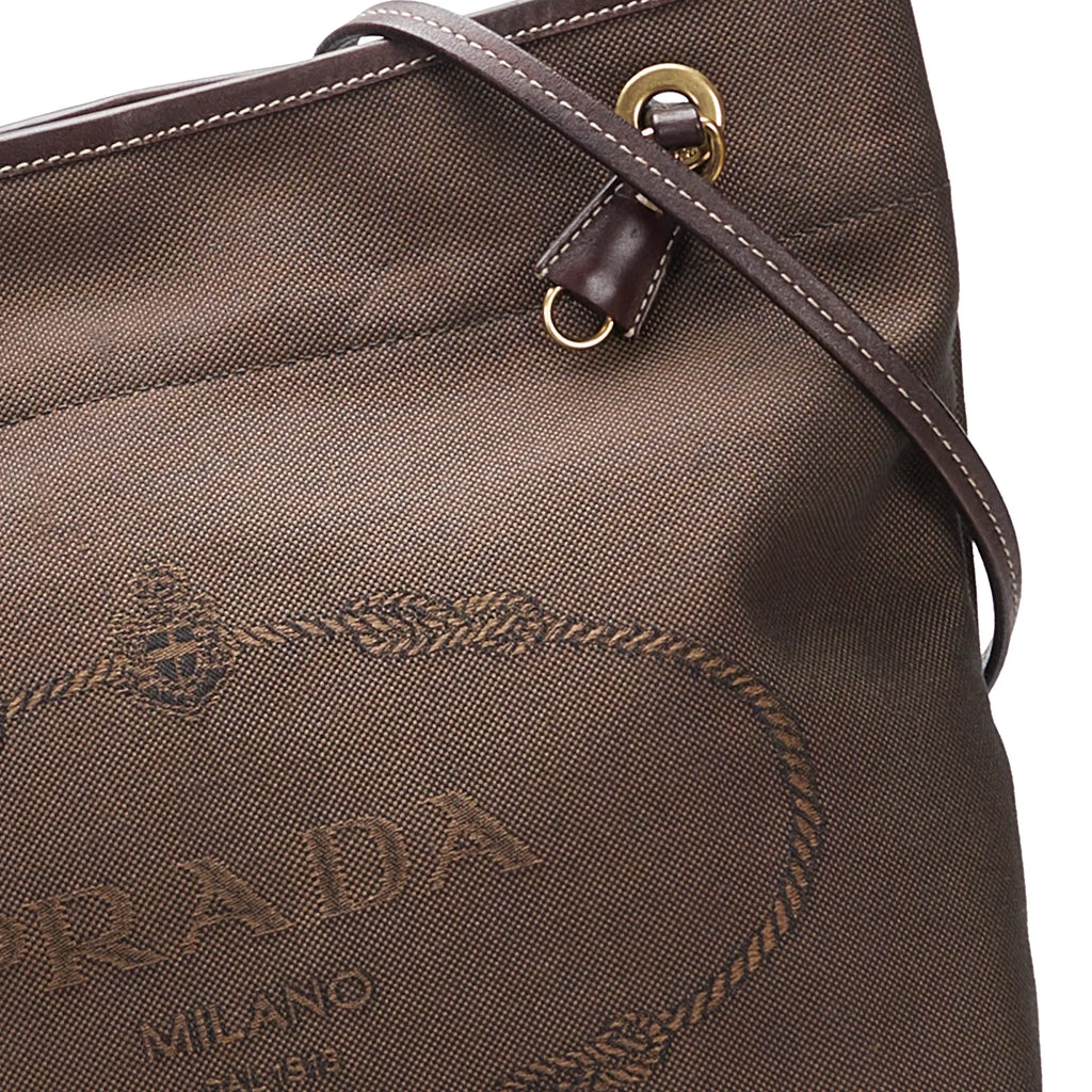 (Good) Unisex Brown Canvas Authenticated Logo Fabric Crossbody Crossbody Prada Pre-Owned Bag Canapa
